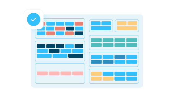OS image management dashboard with color-coded configuration blocks and a checkmark indicating successful validation.