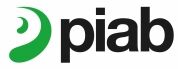 PIAB logo featuring a green curved swoosh icon alongside bold black lowercase "piab" text.