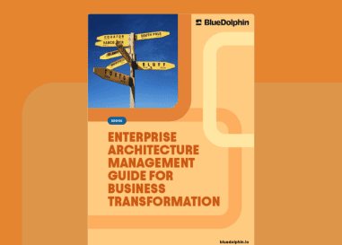 BlueDolphin ebook cover featuring a directional signpost with city names and the title "Enterprise Architecture Management