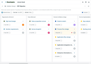BlueDolphin's Solution Design tools include enhanced project management features